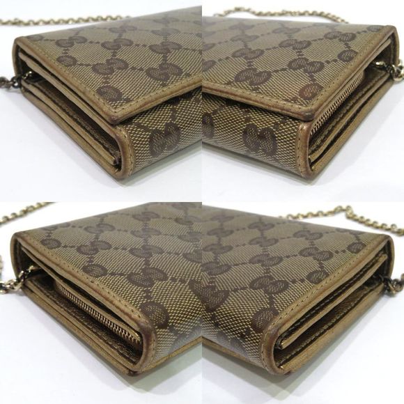 Gucci GG Crystal Chain Wallet Long Wallet Beige - Picture 6 of 8